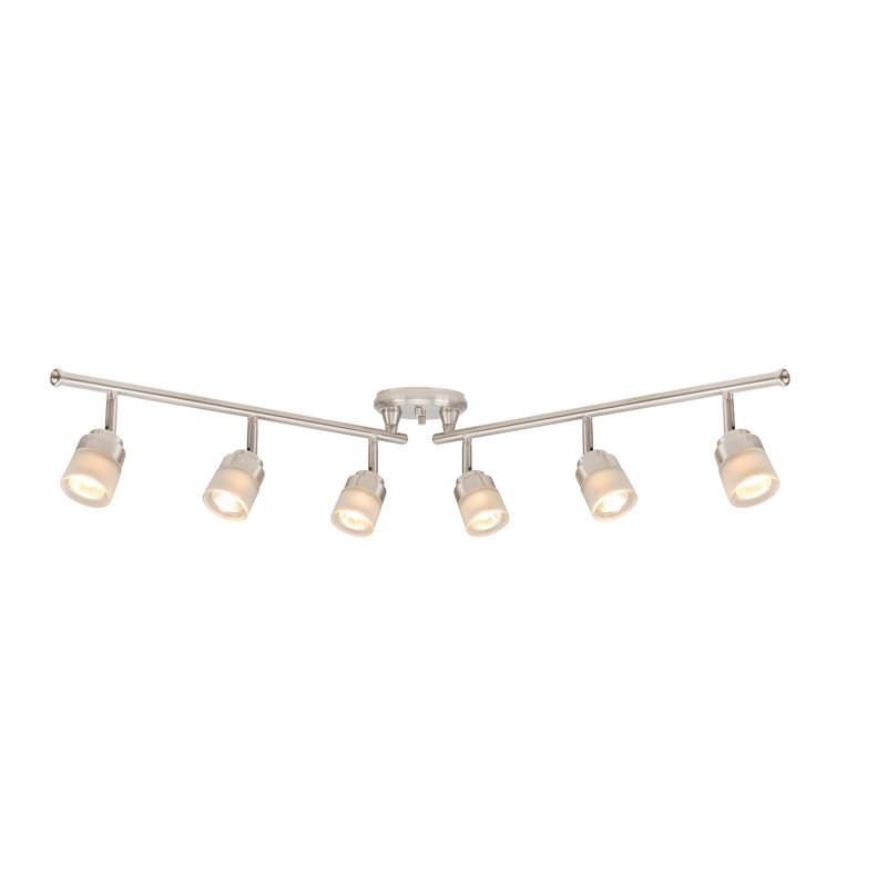 Brushed Nickel 46.25'' 6-Light LED Track Lighting Kit with Frosted Glass Shades