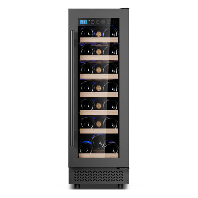 VUSHINE 21-Bottle Under Counter Wine Refrigerator, 12" Slim Built-In or Freestanding Wine Fridge, Round Handle