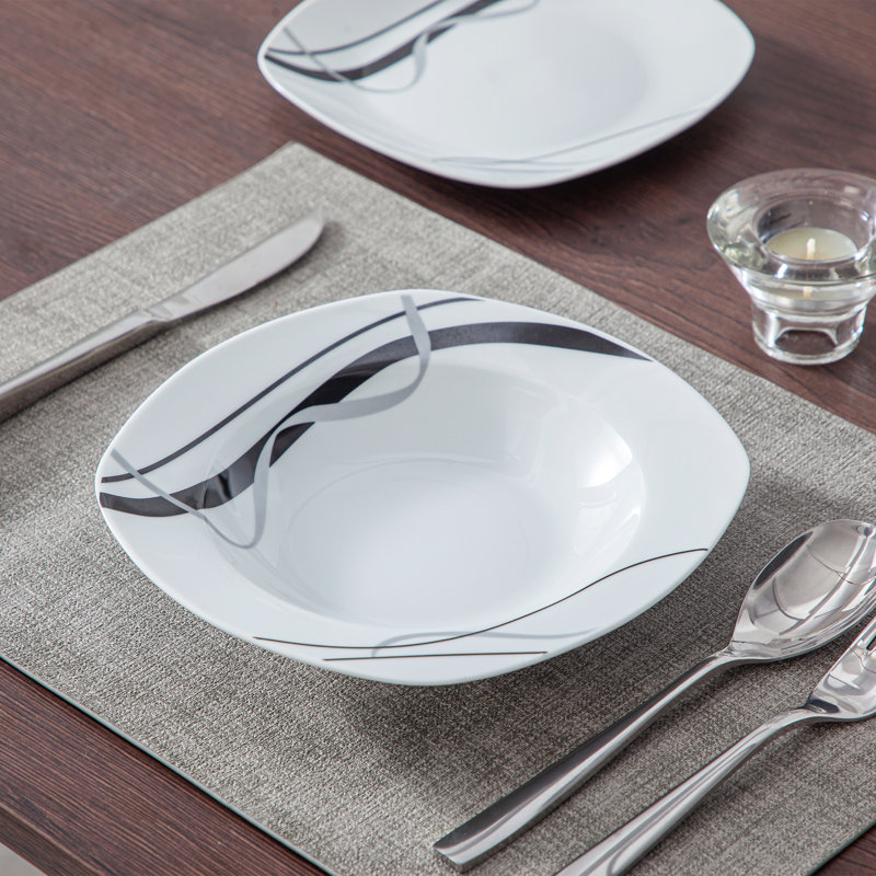 Deno Porcelain Dinnerware Set, 18-Piece Service for 6, 18