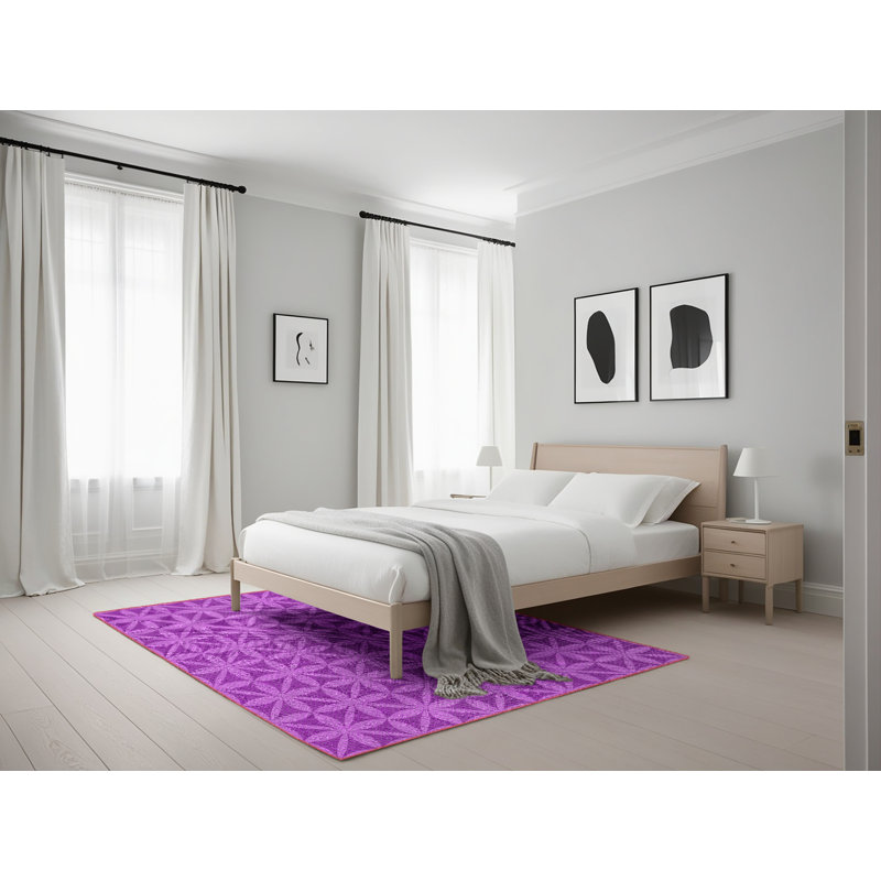 Tapis mauve à motif floral, Rectangle 5 pi x 7 pi