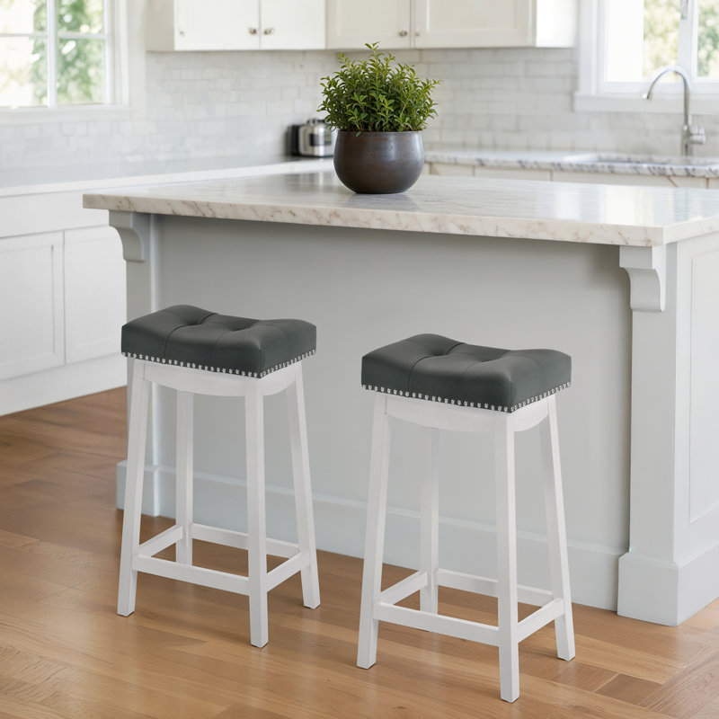 Tabourets de bar avec coussin LuXeo Barstow, Tabouret de comptoir (siège d’une hauteur de 24, Gris foncé