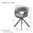 Modern Swivel Dining Chair With Armrests, Gray Faux Leather, Black Stainless Steel Legs, For Dining Room & Study