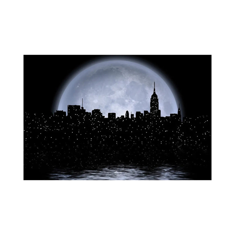 NYC Cityscape Reflects In The Moon by Bruce Rolff - Wrapped Canvas Print, 20.32 cm H x 30.48 cm W