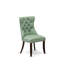 Dallas Parsons Dining Chairs - Button Tufted Nailhead Willow Green Polyester Fabric Upholstered Chairs, Set of 2, Mahogany-1062329792