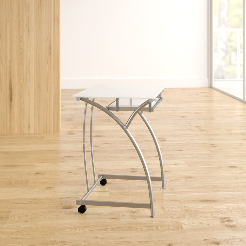 Glass Top Metal Base Computer Desk