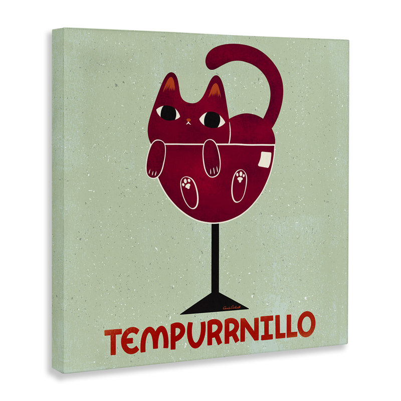 Toile Tempurrnillo Cat Wine, design par Carrie Cantwell, H 36 po x l 36 po
