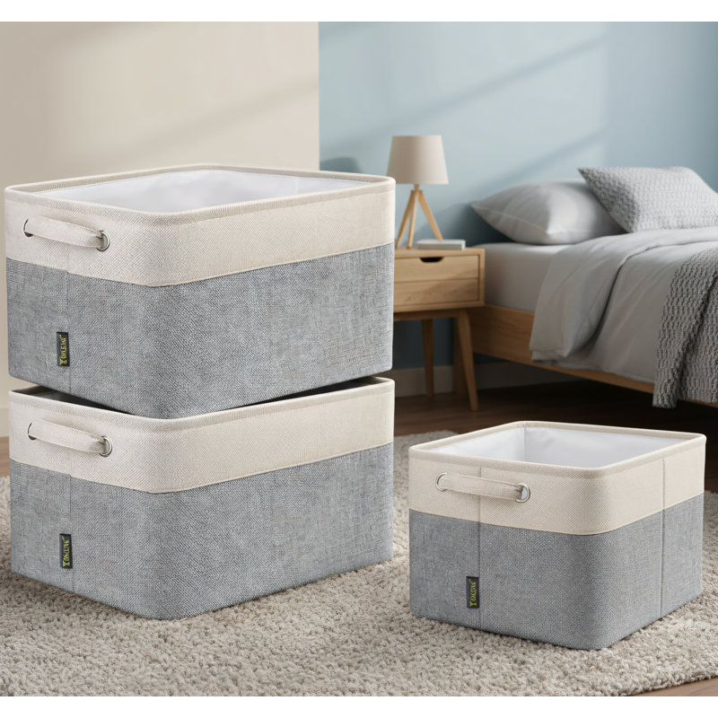 4-pack Gray Fabric Storage Boxes - Decorative Wardrobe Organizer. Suitable For Shelves/linen Storage. Organizes Clothes, Toys, Etc. Multifunctional And Practical Home Storage Baskets. Dimensions: 15.2 X 11.2 X 9.6 Inches.