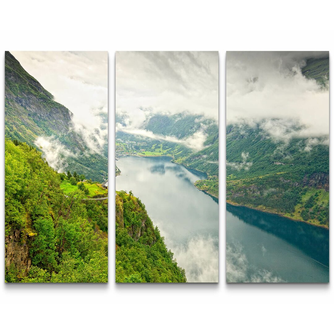 3-tlg. Leinwandbilder-Set Grüner Fjord in Norwegen