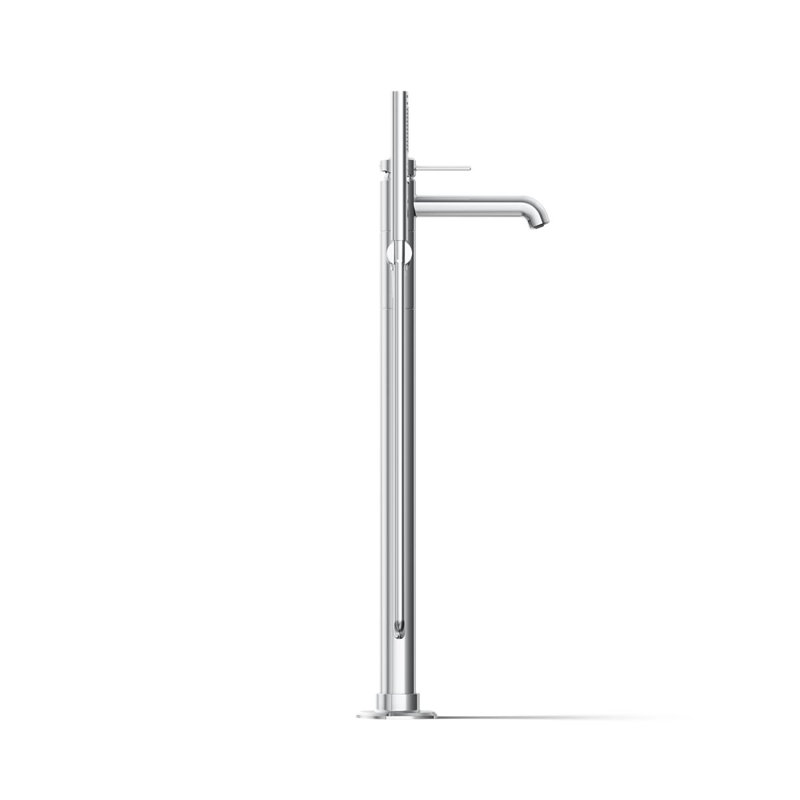Occasion Floor-Mount Bath Filler Trim With Handshower, Polished Chrome