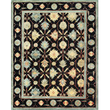 Palmettes Oriental Area Rug in Ebony/Teal/Yellow/Khaki