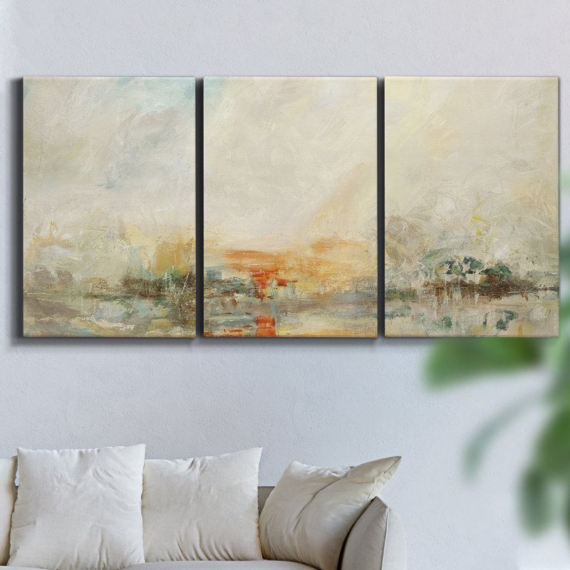«Beach Walk I» sur toile, reproduction de 3 pièces, H 48 po x l 96 po x P 2 po