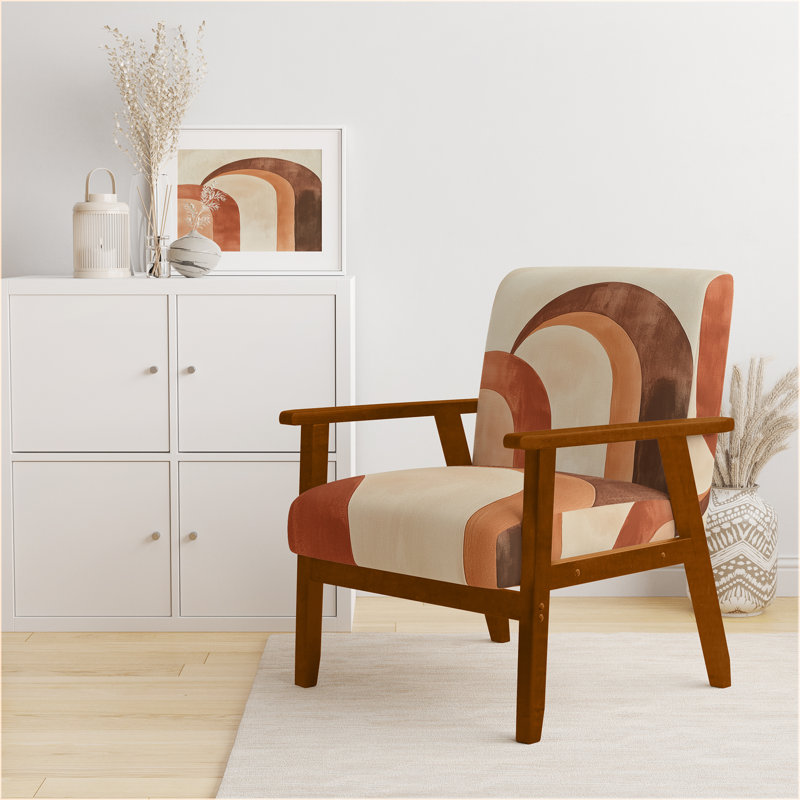 Chaise rembourrée Abstract Shapes - Fauteuil Earth Composition Arc Composition I, Brown Square Arms