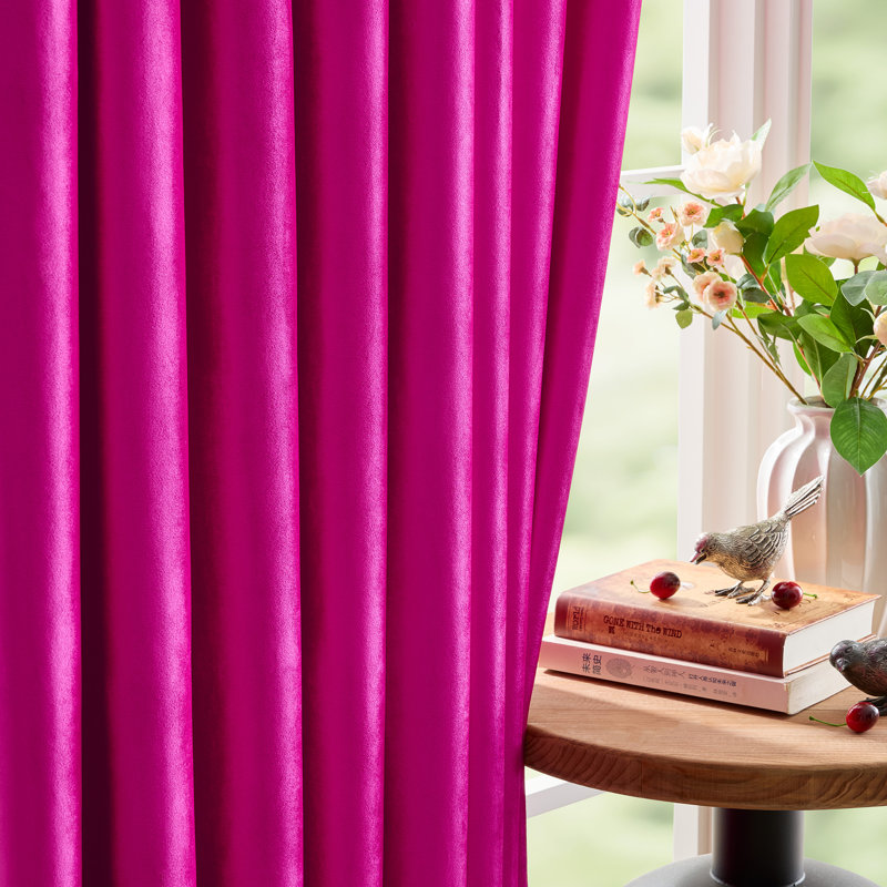 Velvet Blackout Thermal Curtain Panel –  Room-Darkening Grommet Solid Color Drapes for Living Room Bedroom (Set of 2)