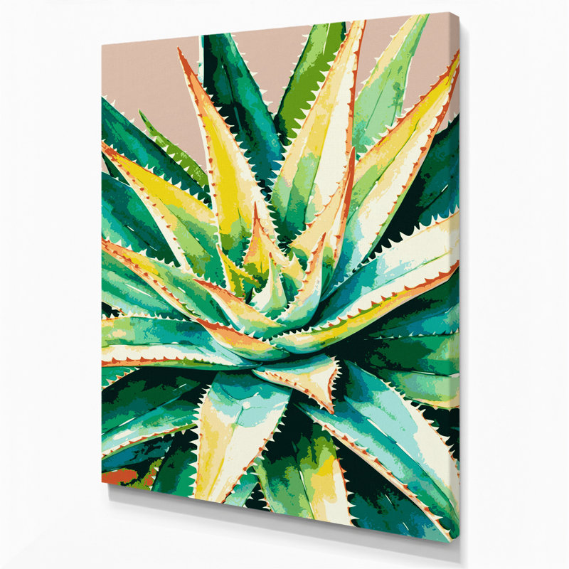 "Watercolor Botanical 57", art mural sur toile brune, H 11 po x l 14 po