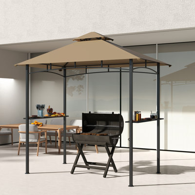 8' x 5' BBQ Grill Gazebo Tent for Outdoor Sun Shade,  Khaki