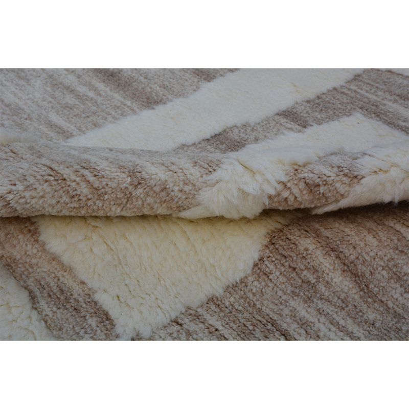 Tapis brun / crème de haute qualité noué à la main, Rectangle 10 pi x 14 pi
