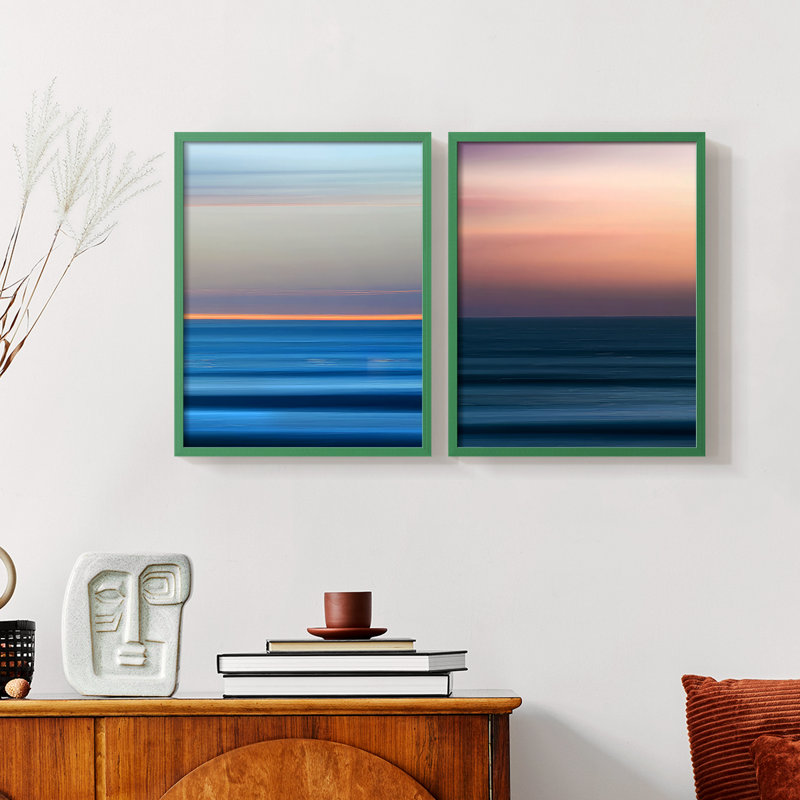 Coucher de soleil coucher de soleil III - reproduction encadrée de qualité supérieure - prête à être accrochée - aucun clou requis - aucun clou requis