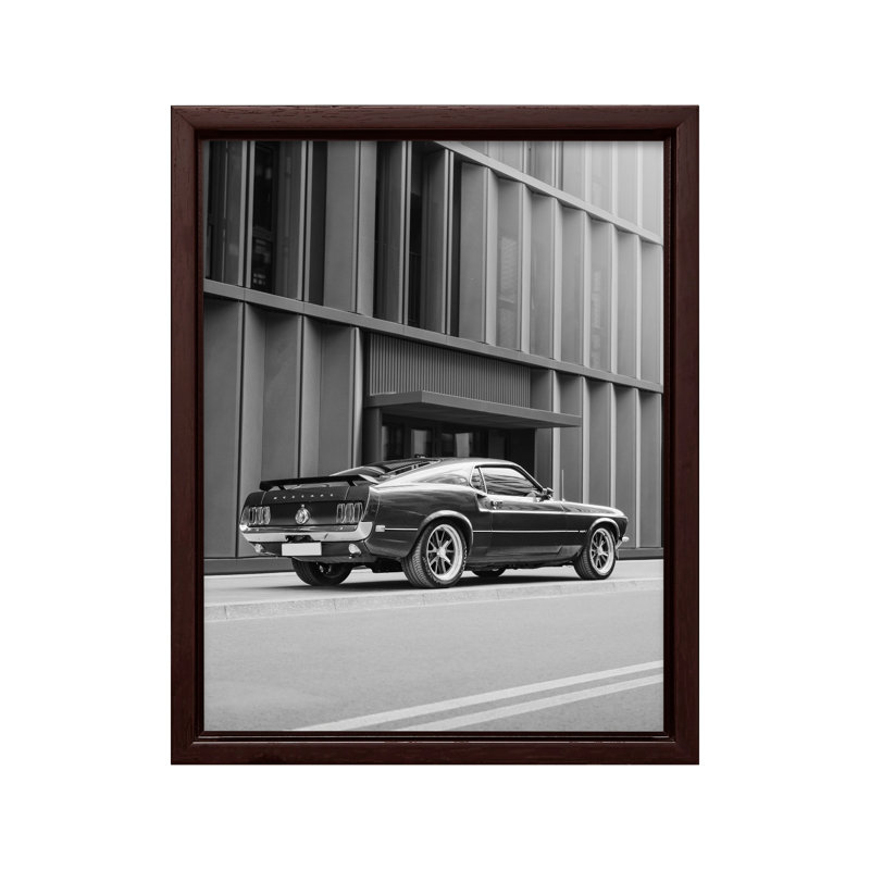 Voiture dans la rue, Canvas, 12"H x 16"W, Brown Framed