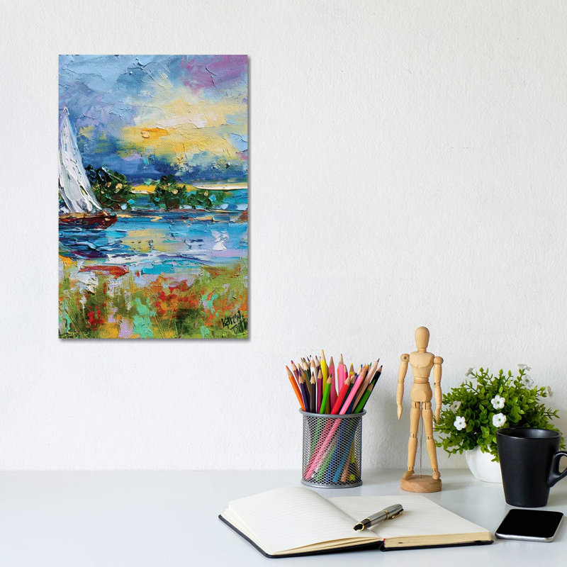 Sailing Into Sunset by Karen Tarlton - Wrapped Canvas Painting, 20.32 cm H x 30.48 cm W