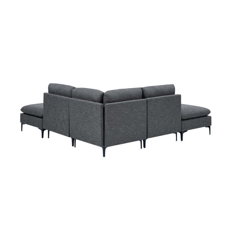 Canapé modulaire rembourré avec pieds en métal, Gris foncé