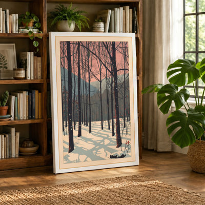 Winter Forest Path Minimalist - Wrapped Canvas