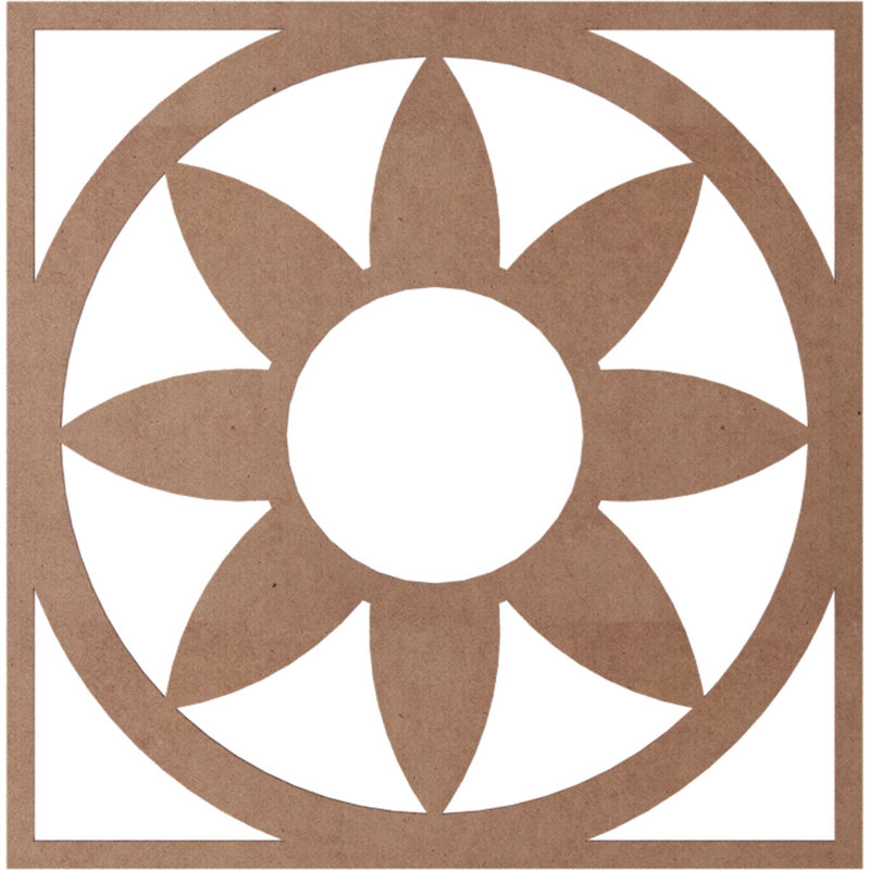 Médaillon de plafond en bois Blume, Bois (qualité peinture), H 30 po x l 30 po x P 0,38 po