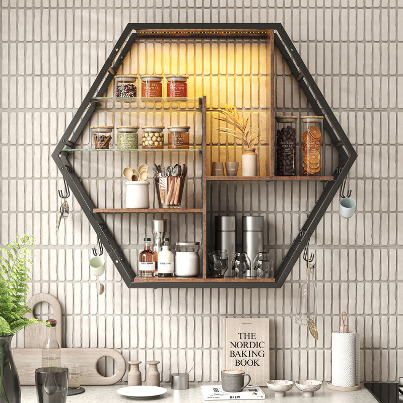 Support mural Hexagon RVB, Brun
