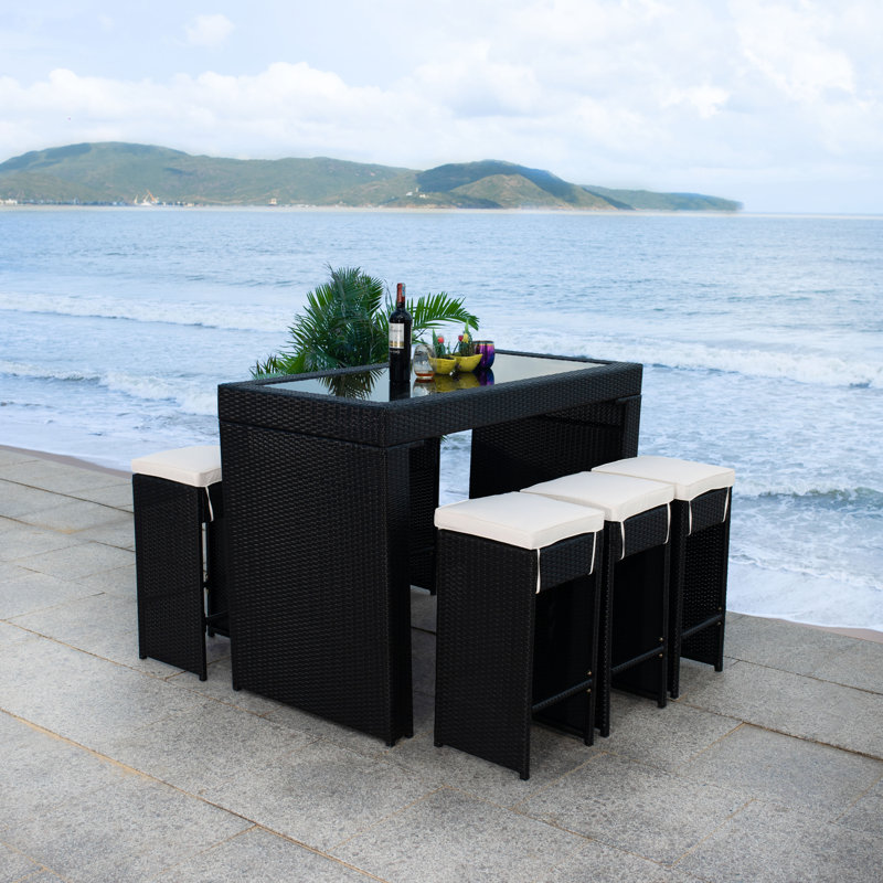 Ensemble repas pour 6 personnes en osier avec table rectangulaire Weisser, Beige, Noir