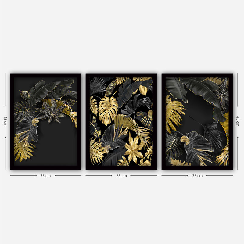 Superbe ensemble de 3 peintures décoratives encadrées, 13,8 po x 17,7 po | 100% panneau de fibres à densité moyenne avec épaisseur de 2 cm, cadre en plastique durable | Parfait pour la décoration murale de la maison, du bureau ou de la galerie | Œuvre d'art unique de l'artiste Anonyme