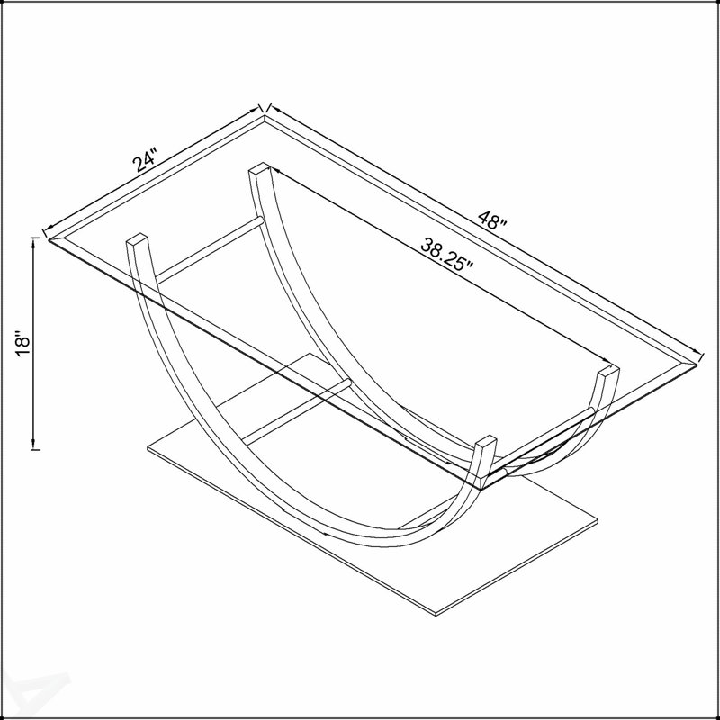 Table basse rectangulaire en U en verre Amelia, alliant style moderne et design fonctionnel pour une utilisation polyvalente dans tout espace de vie.