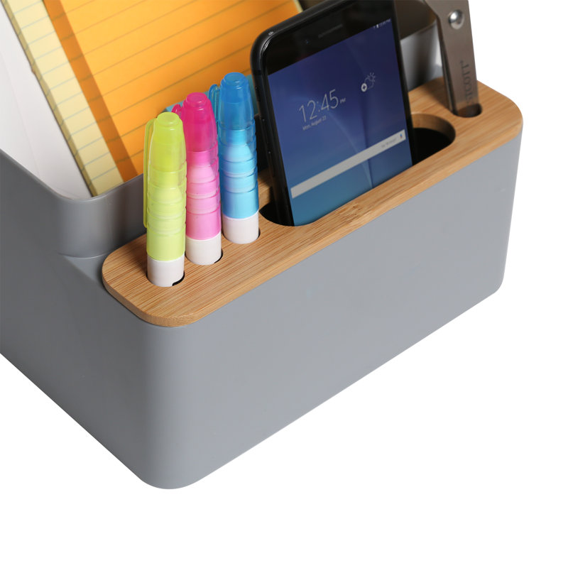 Bamboo & Plastic Desk Organizer