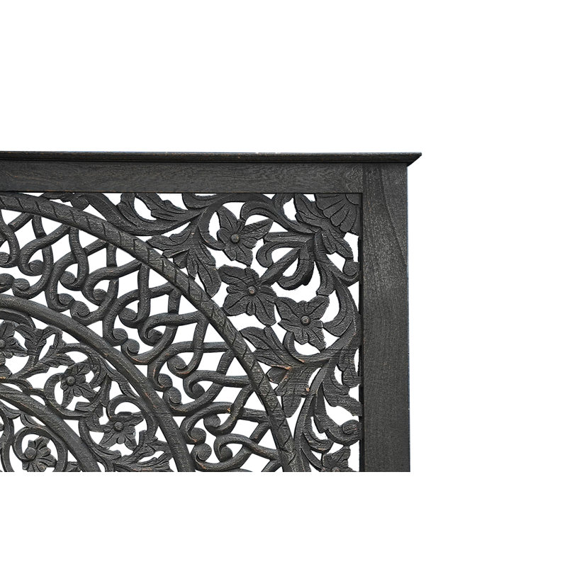 Lit standard en bois massif Aarohi, Grand, Noir