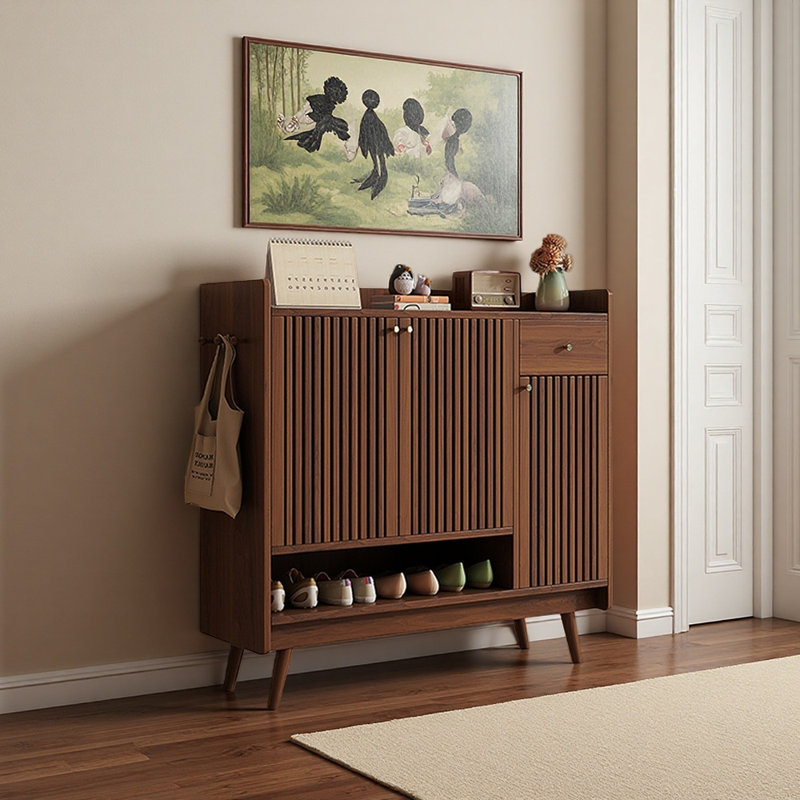 Rangement de chaussures simple à la maison, Bois brun foncé, 41.34" H x 47.24" W x 13.78" D