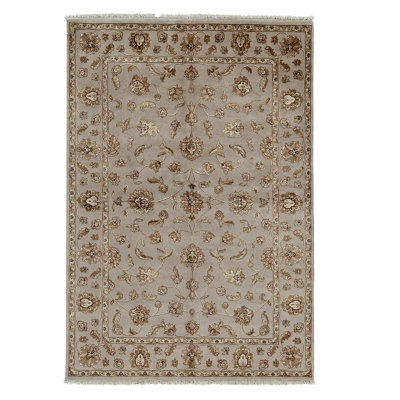 Tapis unique chameau noué à la main 6 pi 2 po x 9 pi