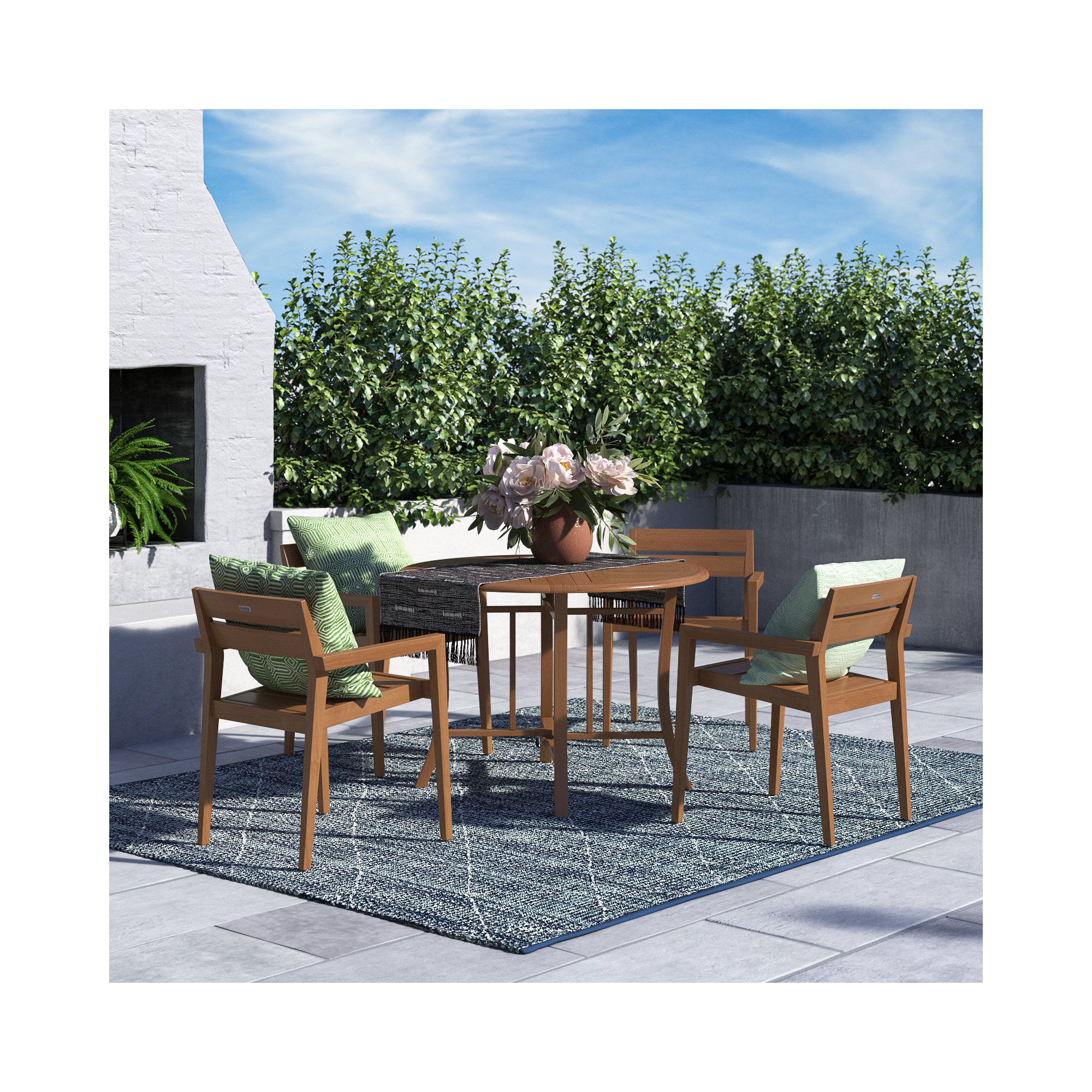 Kinsler Round 4 - Person Dining Set, 30" H x 48" W x 48" D