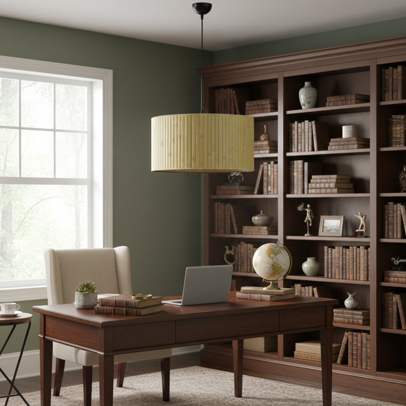 Lustre en bambou 1 lumière Oasis, Vert clair