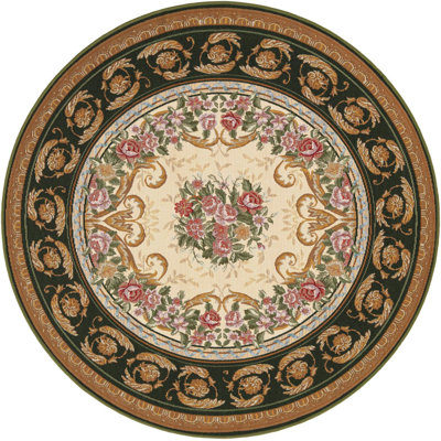Tapis traditionnel d'extérieur Nil vert et ivoire