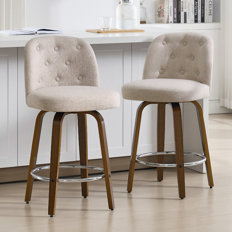Tabouret de bar et de comptoir pivotant rembourré, Beige, 2, Tabouret de comptoir (siège d'une hauteur de 26 p