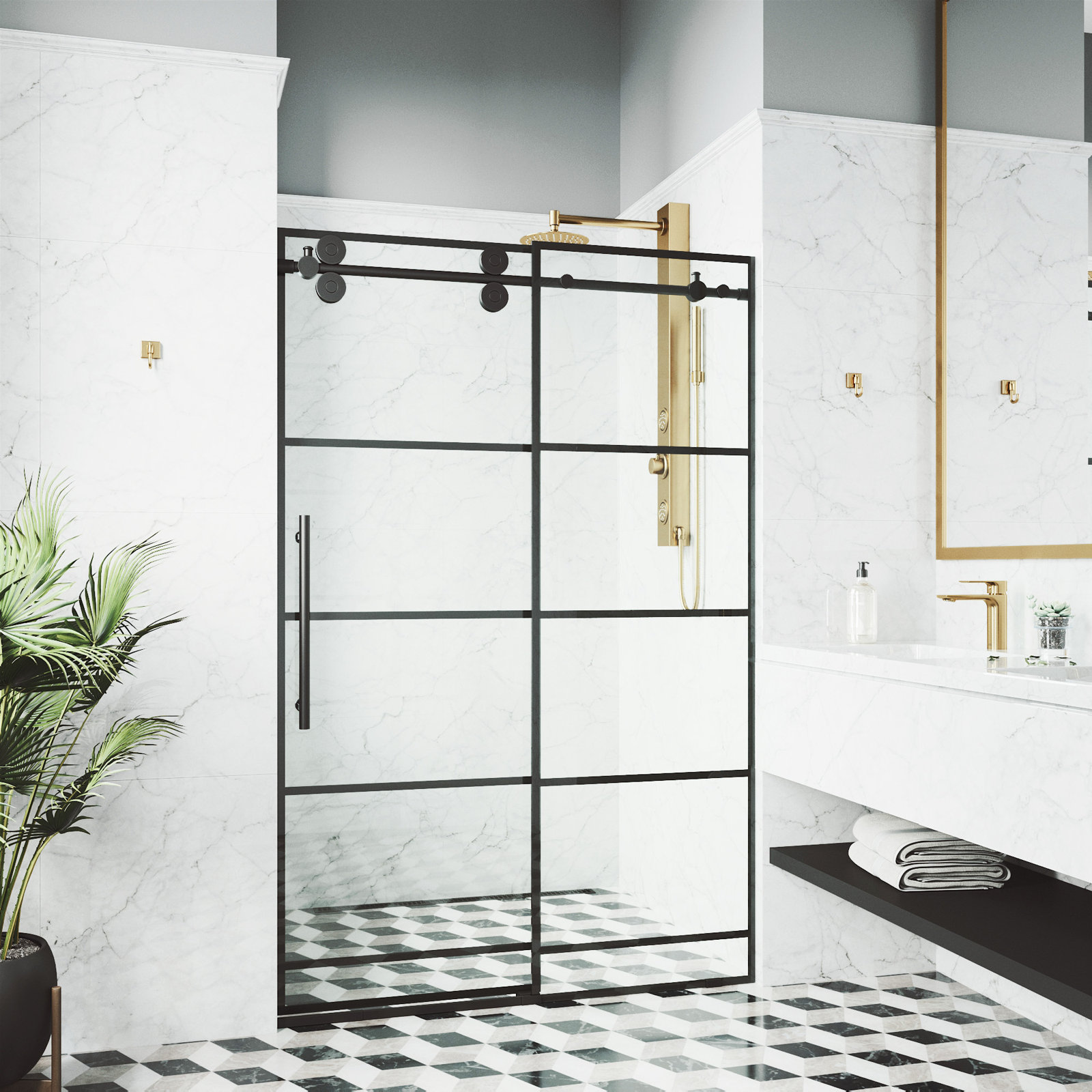 Elan 64" Frameless Sliding Shower Door