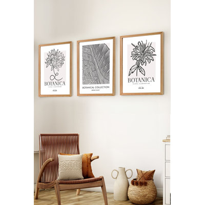 Stunning Decorative Framed MDF Painting Set (3 Pieces), Solid Pine Wood Frame, 7.9 x 11.8 inches | 100% MDF Art on Bristol Paper, Double-Sided PVC Film with Shiny & Matte Finishes | Perfect for Home Décor & Gallery Walls