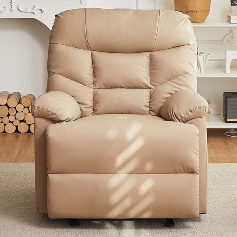 Living Room Sway Sofa Casual Faux Leather Recliner, Brown