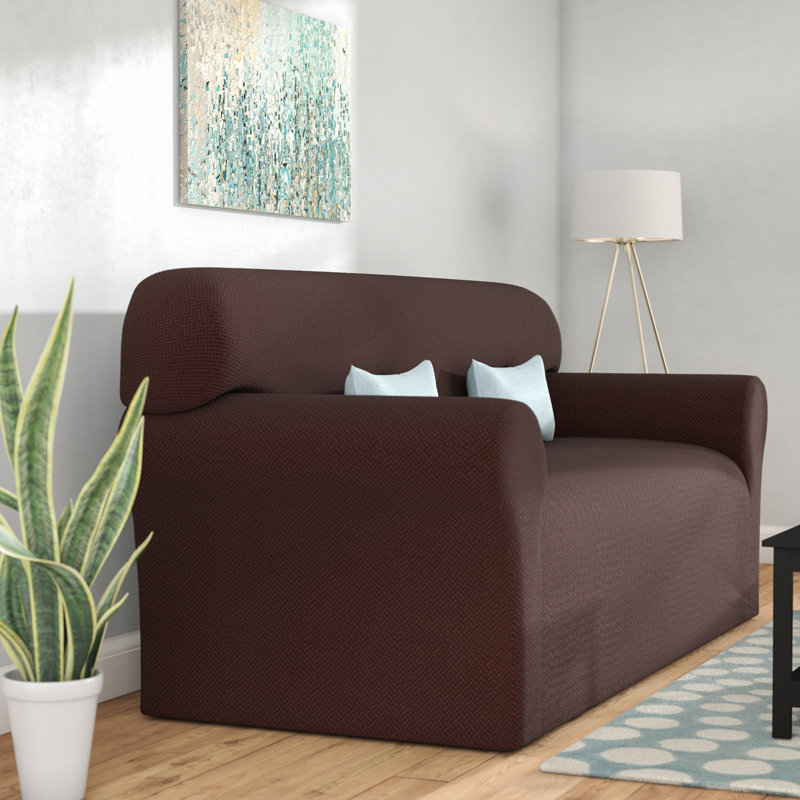 Housse pour canapé à coussins carrés/rectangulaires, Mélange de polyester chocolat