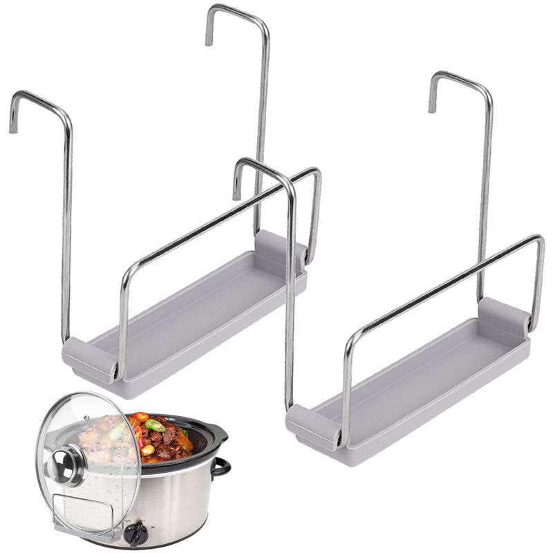 Support pour couvercle de casserole en acier inoxydable 2 pièces, Gris