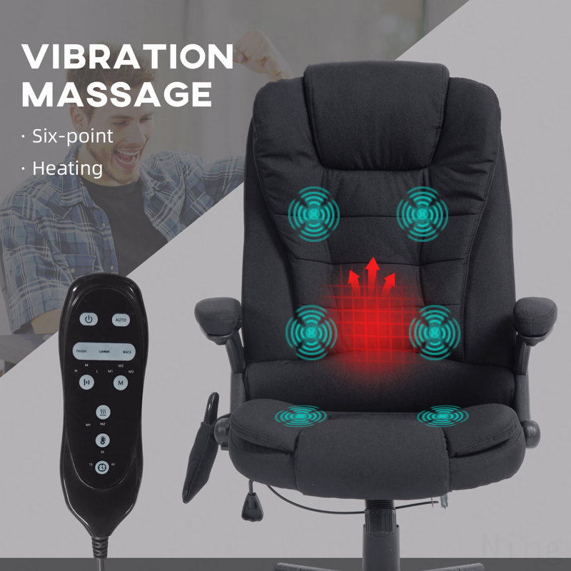 Fauteuil de bureau noir vibrant à 6 points de massage avec chaleur lombaire