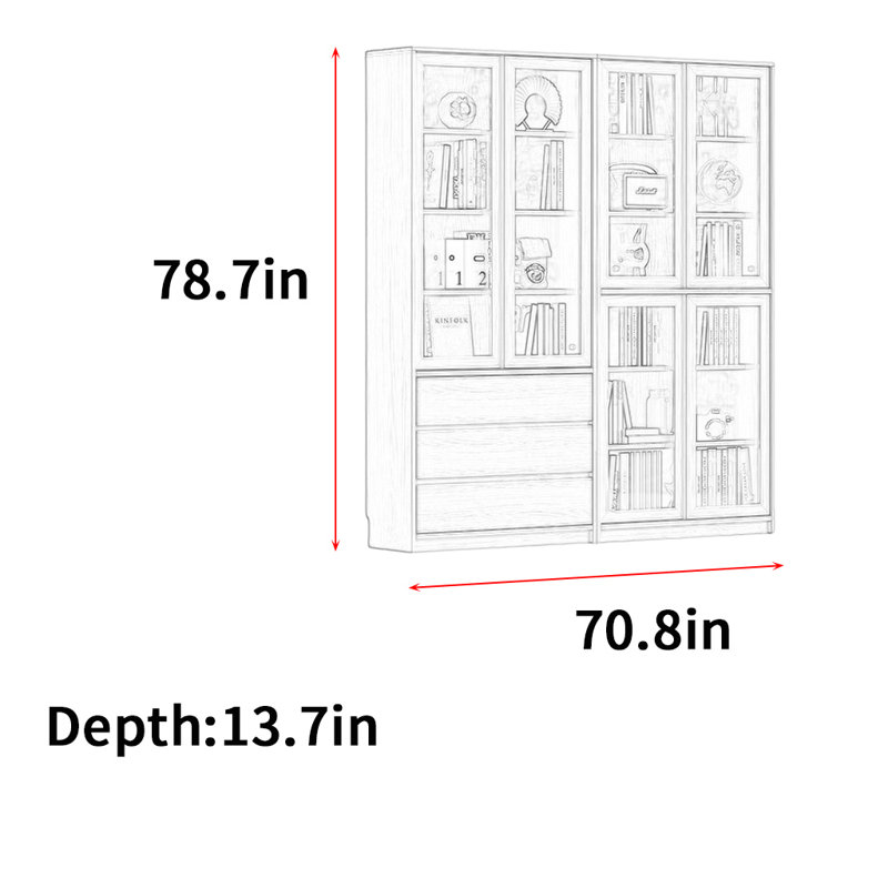 Wlotzka, (5 tablettes) H 78,7 po x l 70,8 po x P 13,7 po