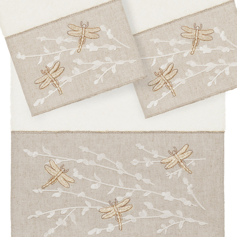 Braelyn 1BT2HT Towel Set 3 Piece Turkish Cotton Towel Set, Cream