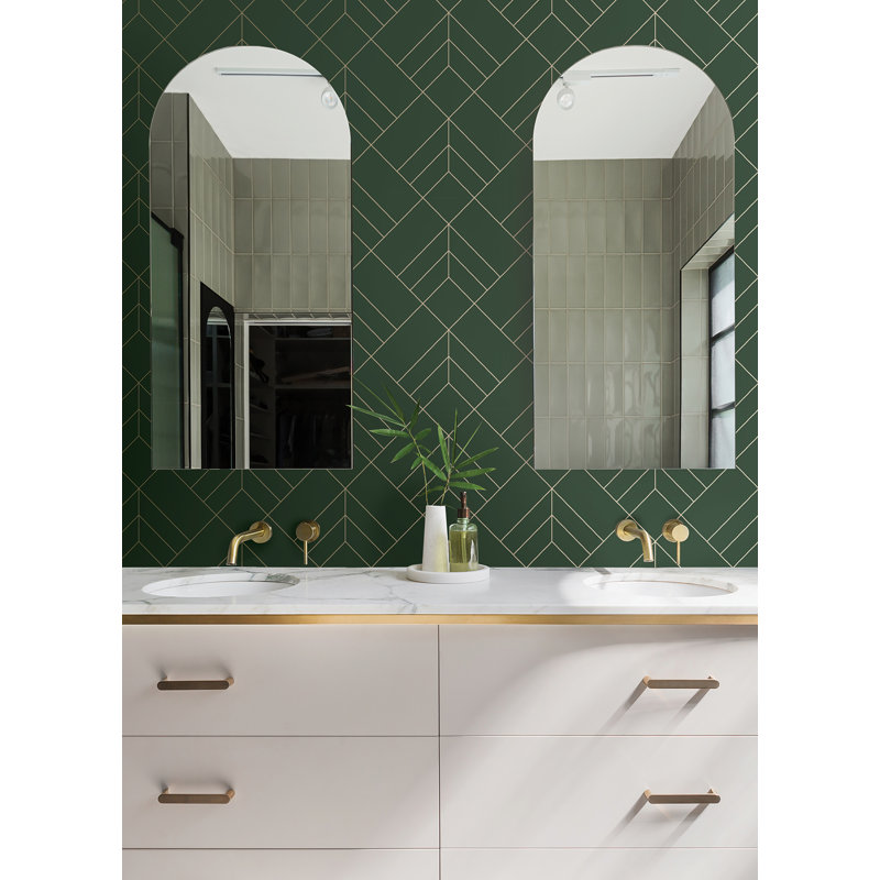 Hannah Geometric Wallpaper Roll, Evergreen