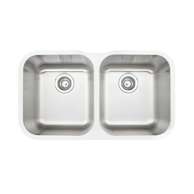 Évier de cuisine en acier inoxydable encastré - double cuve 31 pouces - calibre 18