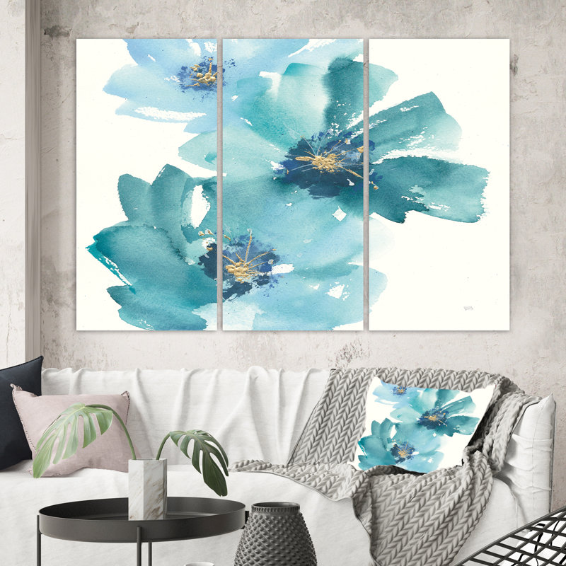 « blue cosmos indigo i », reproduction d’image multi-pièces sur toile campagne, H 32 po x l 48 po x P 1 po