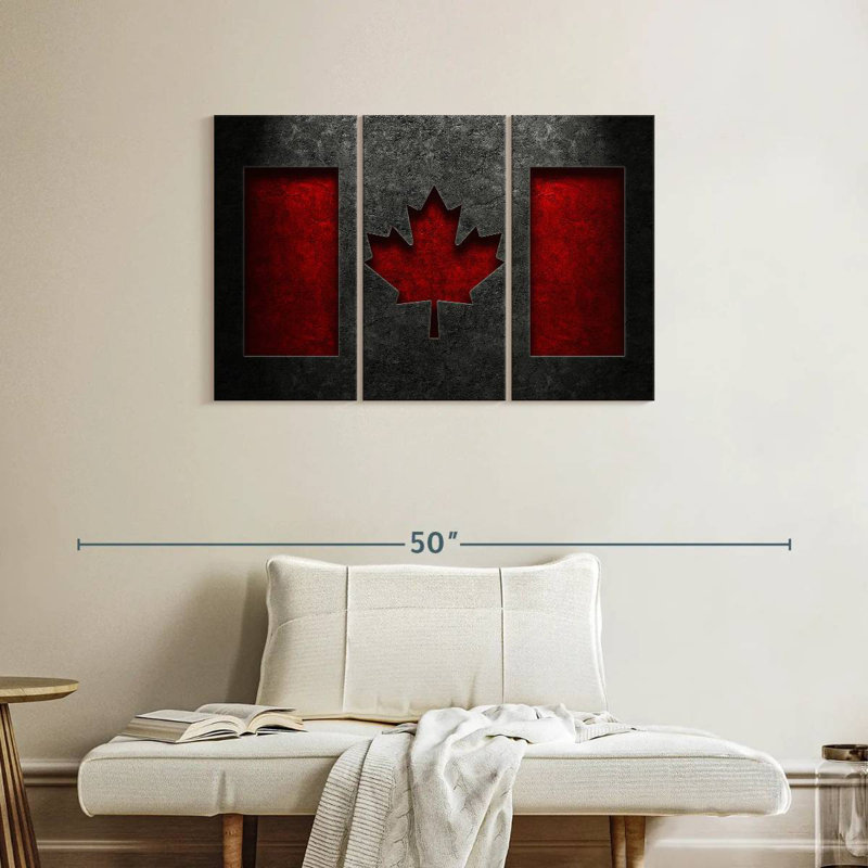 Borges Canadian Flag Stone Texture, 24" H x 38" W